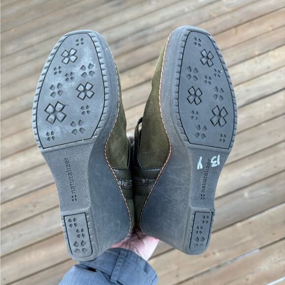 Naturalizer size 8 Kenning Green Suede Wedge Boots Knit Sweater Cuff - Picture 10 of 11